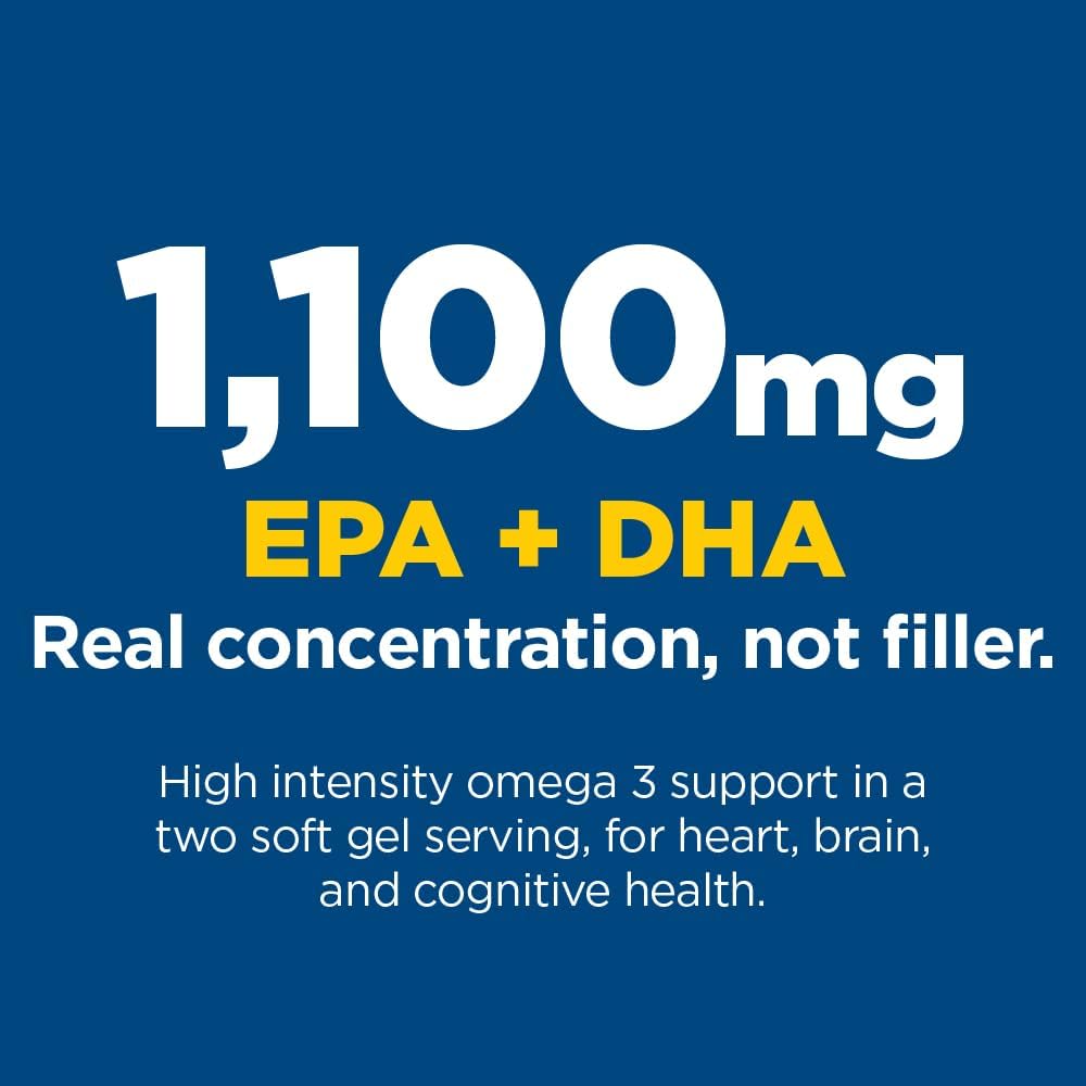 Nordic Naturals Ultimate Omega SoftGels - Omega-3 Supplement, Concentrated Fish Oil With More DHA and EPA, Supports Heart Health, Brain Development and Overall Wellness, Lemon, 120 Count