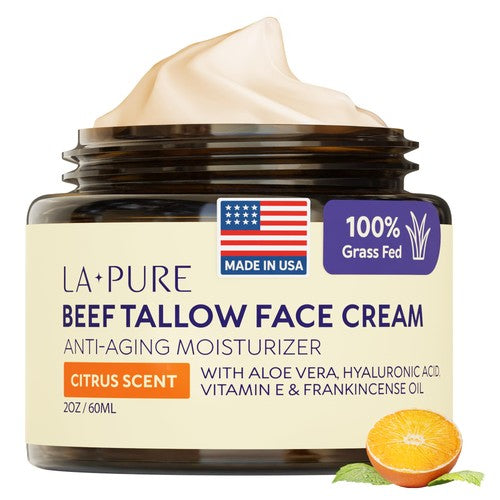 Beef Tallow Face Cream with Aloe Vera & Hyaluronic Acid – 4 oz - Vanrique