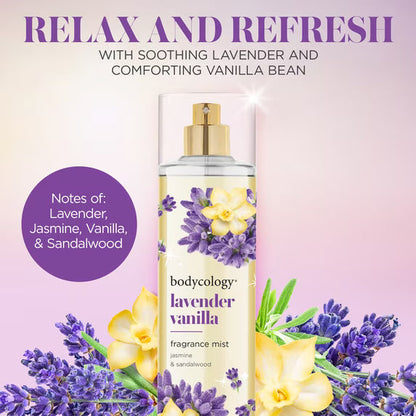 Bodycology Lavender Vanilla Long-Lasting Fragrance Body Mist – 8 fl oz (236 ml)