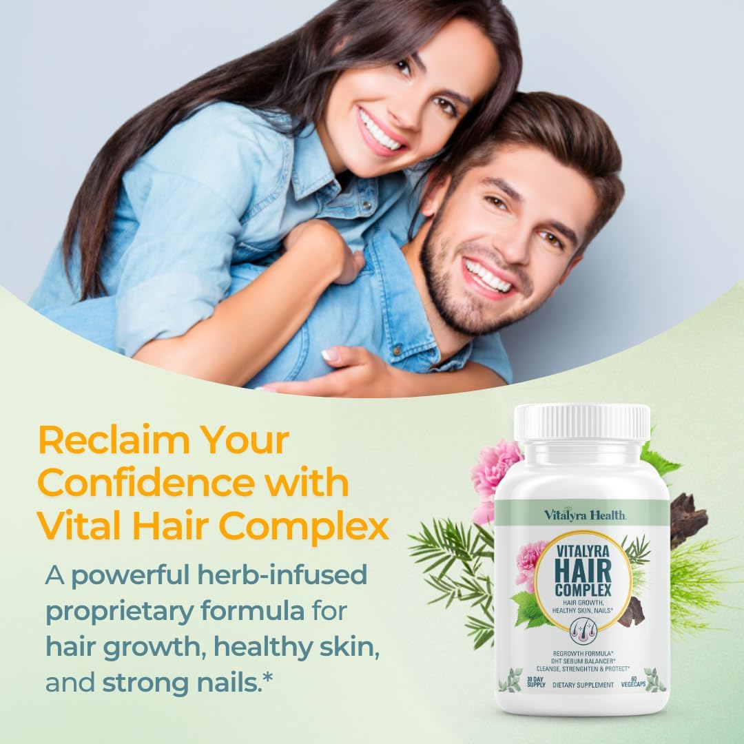 Vital Hair Complex – Biotin & Vitamin B Hair Vitamins for Women & Men   60 capsules (PACK OF THREE)