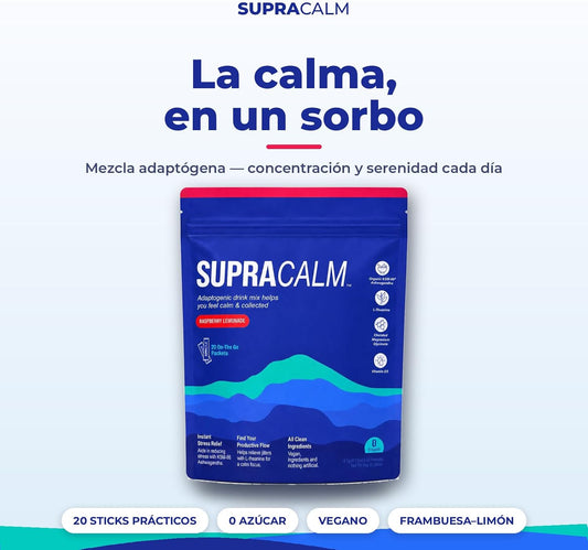 SuperCalm Cortisol | Magnesium Bisglycinate + Ashwagandha Complex, L-Theanine & Vitamin D3 | Soothing Serenity & Fatigue Drink - Raspberry Lemonade - 20 Sugar Free Sachets