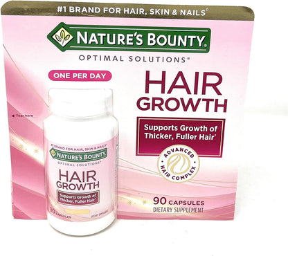 Nature's Bounty Hair Growth Supplement, 1 Per Day, Clinically Shown to Support Thicker, Fuller Hair, with Biotin, Silicon & Arginine, 90 Capsules