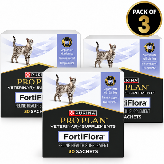 Purina Pro Plan FortiFlora Feline Probiotic Supplement for Cats – 30 Sachets Each, Pack of 3 (90 Total)