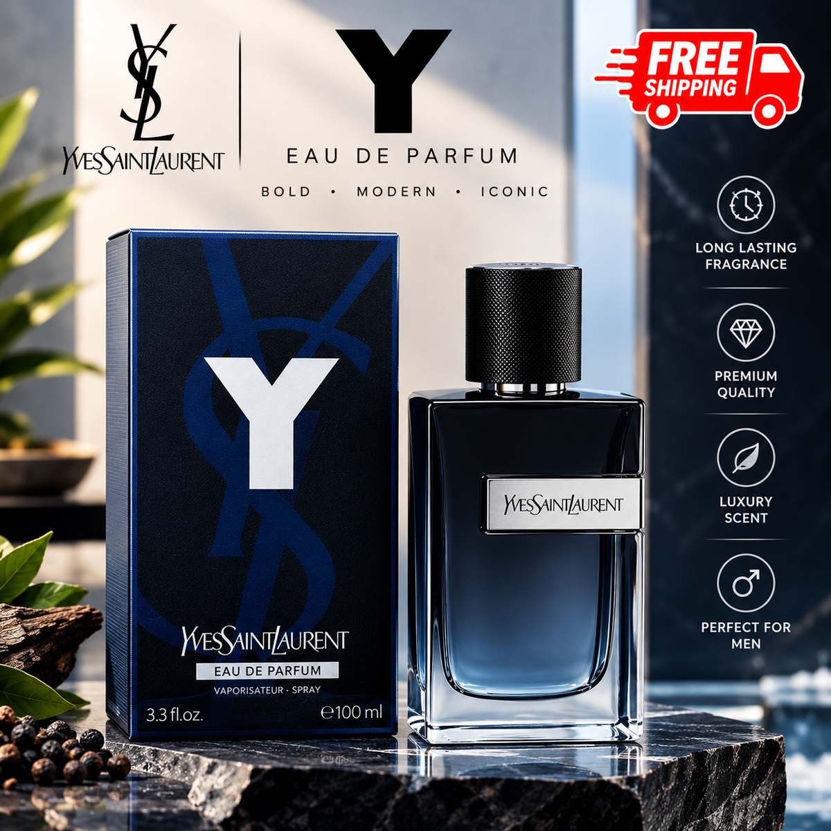 Yves Saint Laurent Y Eau de Parfum Refillable Spray – 3.3 FL OZ / 100 mL – New &amp; Sealed