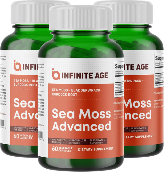 INFINITE AGE Sea Moss Capsules, 1250mg Irish Moss Blend - 120 Count (pack of 3 )